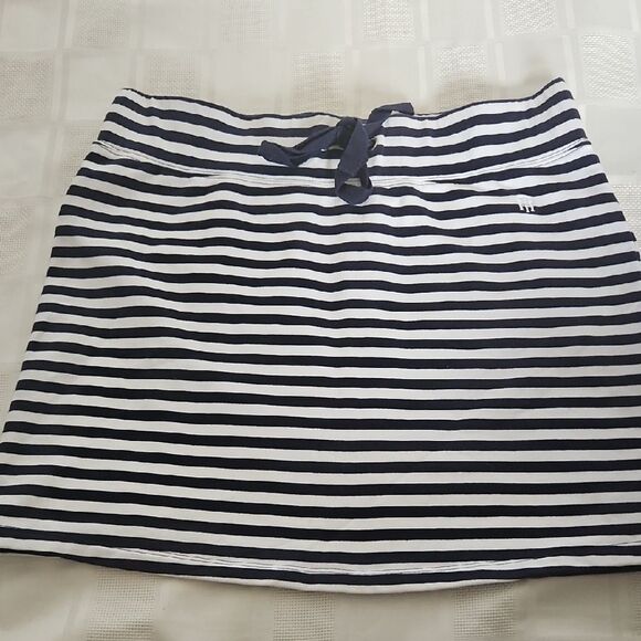 Tommy Hilfiger Navy Blue and White Mini Swim Cover Up Skirt - Picture 14 of 16